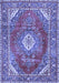 Machine Washable Medallion Blue Traditional Rug, wshtr2893blu