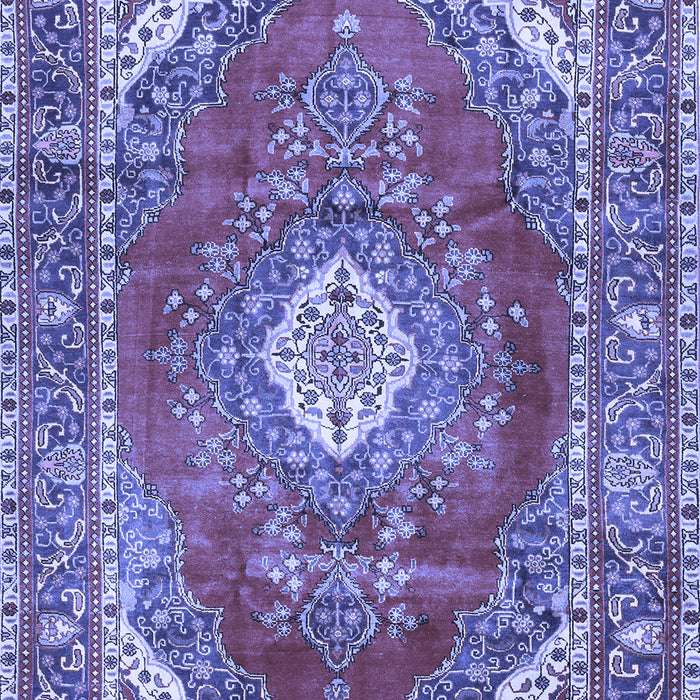 Machine Washable Medallion Blue Traditional Rug, wshtr2893blu