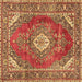 Square Medallion Brown Traditional Rug, tr2893brn