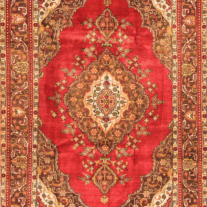 Serging Thickness of Machine Washable Medallion Orange Traditional Area Rugs, wshtr2893org
