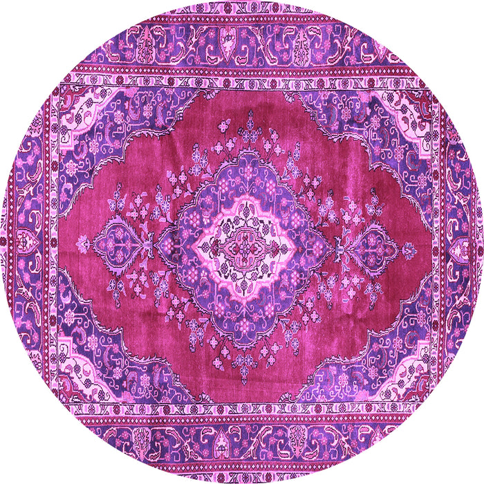 Round Medallion Purple Traditional Rug, tr2893pur