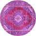 Round Medallion Purple Traditional Rug, tr2893pur