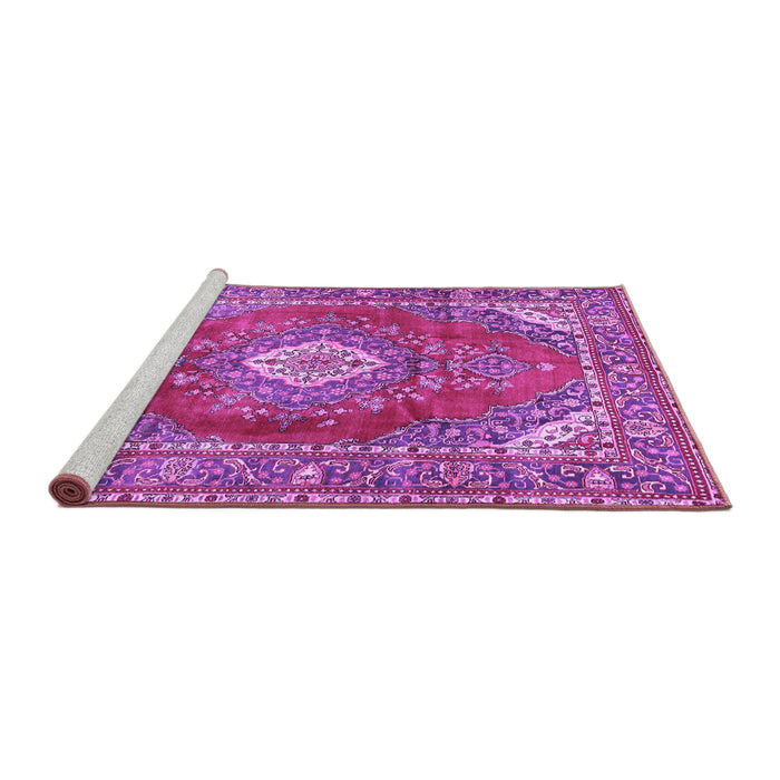 Sideview of Machine Washable Medallion Purple Traditional Area Rugs, wshtr2893pur