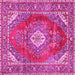 Square Machine Washable Medallion Pink Traditional Rug, wshtr2893pnk