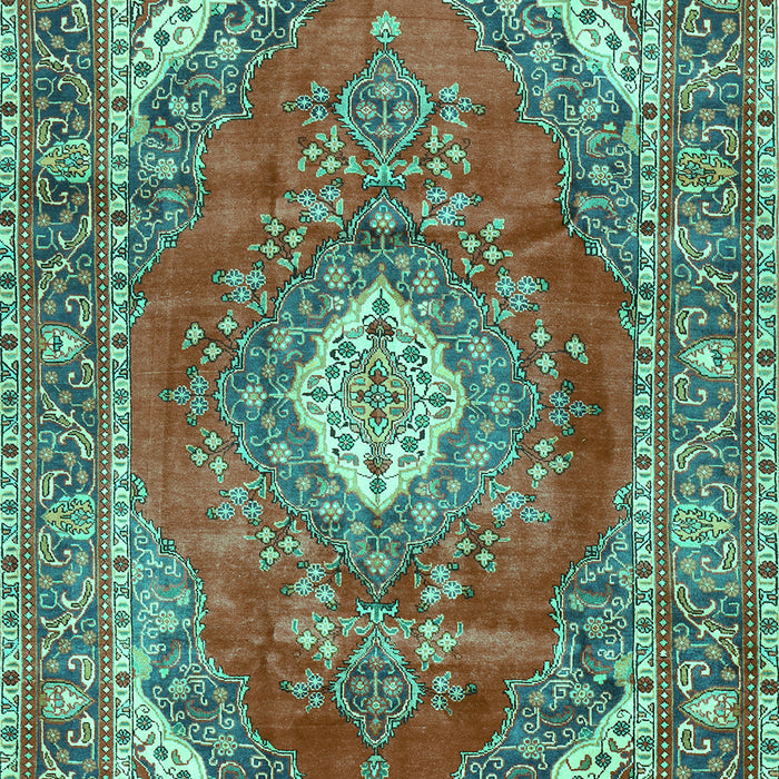 Machine Washable Medallion Turquoise Traditional Area Rugs, wshtr2893turq