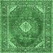 Square Medallion Emerald Green Traditional Rug, tr2893emgrn