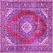 Square Machine Washable Medallion Purple Traditional Area Rugs, wshtr2893pur