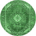 Round Medallion Emerald Green Traditional Rug, tr2893emgrn