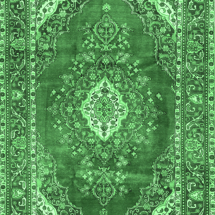 Machine Washable Medallion Emerald Green Traditional Area Rugs, wshtr2893emgrn