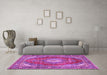 Machine Washable Medallion Purple Traditional Area Rugs in a Living Room, wshtr2893pur