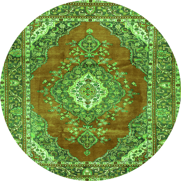 Square Medallion Green Traditional Rug, tr2893grn