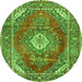 Square Medallion Green Traditional Rug, tr2893grn