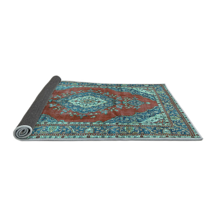 Sideview of Medallion Light Blue Traditional Rug, tr2893lblu