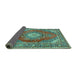 Sideview of Medallion Turquoise Traditional Rug, tr2893turq