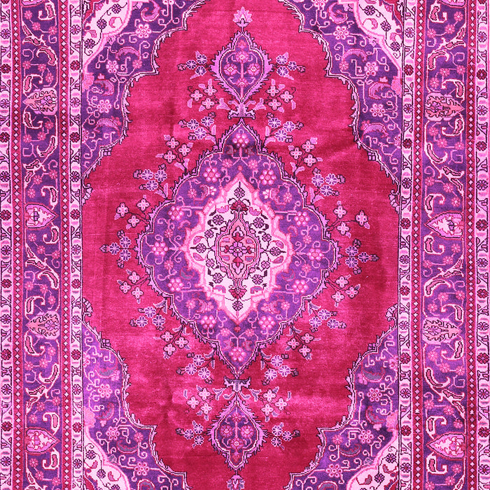 Machine Washable Medallion Pink Traditional Rug, wshtr2893pnk