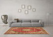 Machine Washable Medallion Brown Traditional Rug in a Living Room,, wshtr2893brn