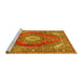 Sideview of Machine Washable Medallion Yellow Traditional Rug, wshtr2893yw