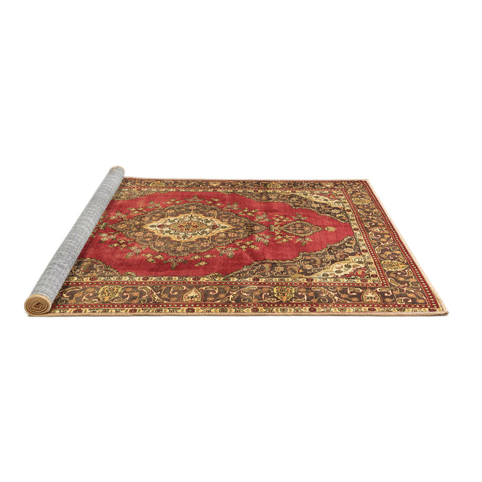 Sideview of Machine Washable Medallion Brown Traditional Rug, wshtr2893brn
