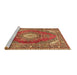 Sideview of Machine Washable Medallion Brown Traditional Rug, wshtr2893brn