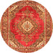 Square Medallion Orange Traditional Rug, tr2893org