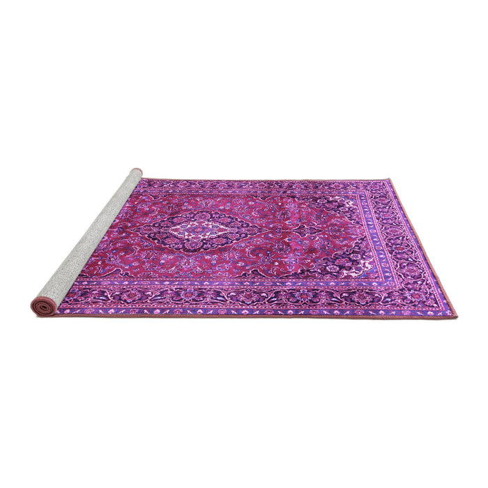 Sideview of Machine Washable Medallion Purple Traditional Area Rugs, wshtr2894pur