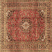 Square Medallion Brown Traditional Rug, tr2894brn