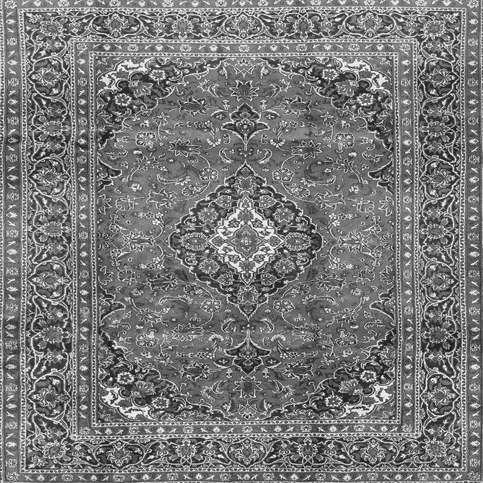 Round Machine Washable Medallion Gray Traditional Rug, wshtr2894gry