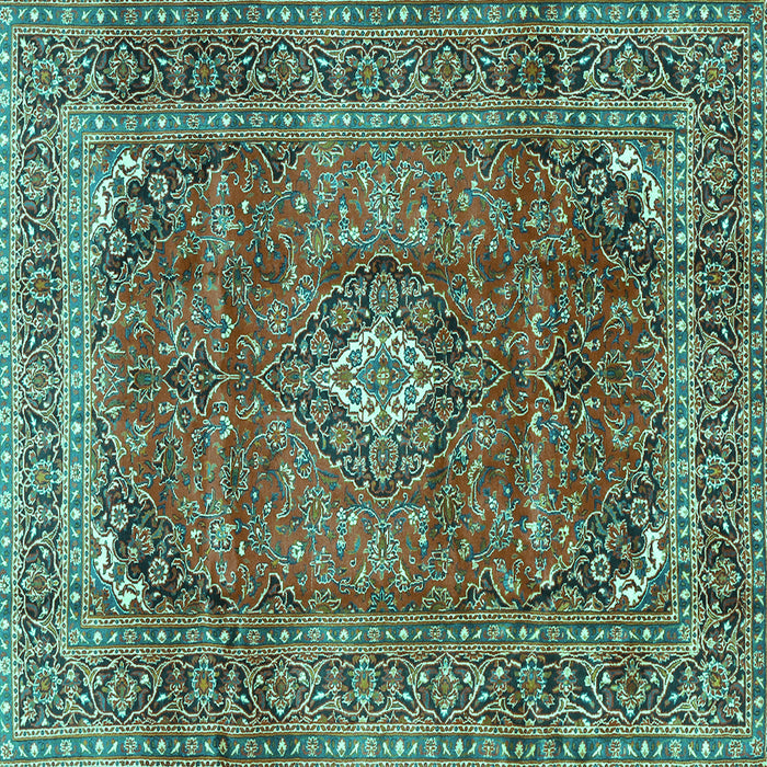 Square Medallion Turquoise Traditional Rug, tr2894turq