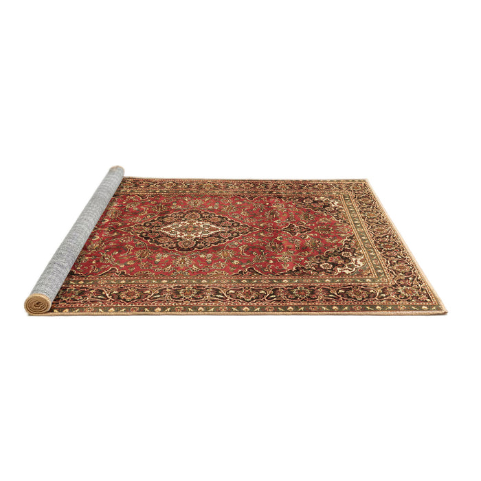 Sideview of Machine Washable Medallion Brown Traditional Rug, wshtr2894brn