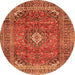 Machine Washable Medallion Orange Traditional Area Rugs, wshtr2894org