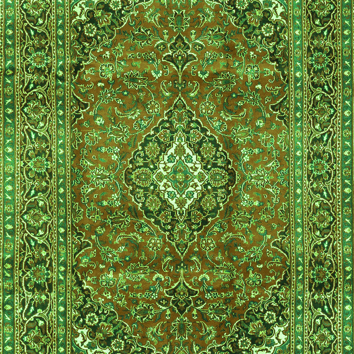 Serging Thickness of Machine Washable Medallion Green Traditional Area Rugs, wshtr2894grn
