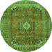 Machine Washable Medallion Green Traditional Area Rugs, wshtr2894grn