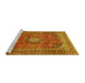 Sideview of Machine Washable Medallion Yellow Traditional Rug, wshtr2894yw