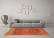 Machine Washable Medallion Orange Traditional Area Rugs in a Living Room, wshtr2894org