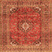 Serging Thickness of Medallion Orange Traditional Rug, tr2894org