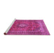 Sideview of Machine Washable Medallion Pink Traditional Rug, wshtr2894pnk