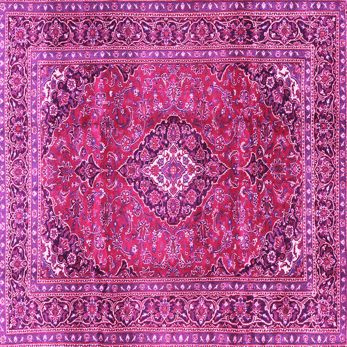 Square Machine Washable Medallion Pink Traditional Rug, wshtr2894pnk