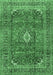 Machine Washable Medallion Emerald Green Traditional Area Rugs, wshtr2894emgrn