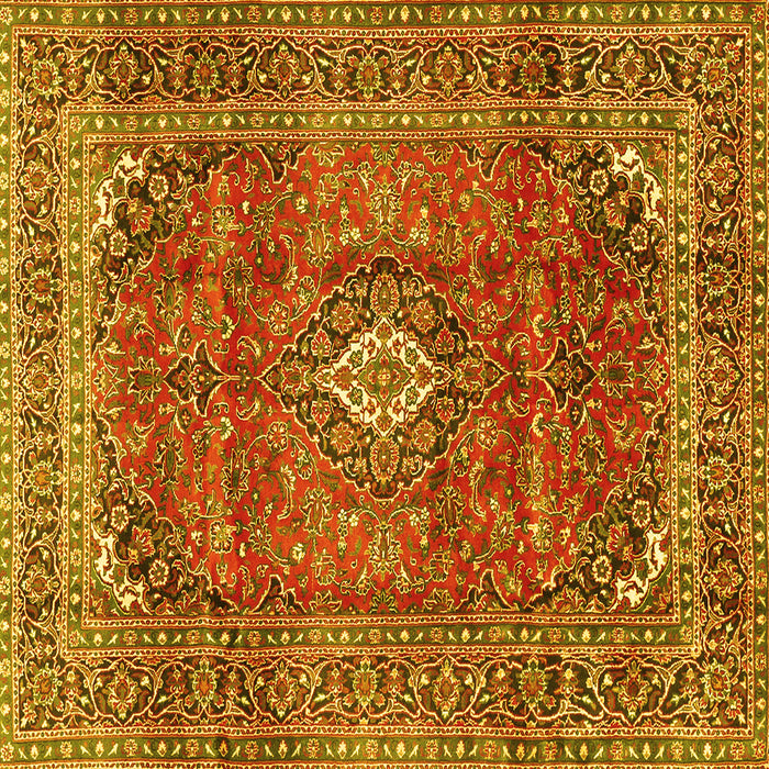 Square Medallion Yellow Traditional Rug, tr2894yw