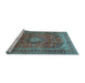 Sideview of Machine Washable Medallion Light Blue Traditional Rug, wshtr2894lblu