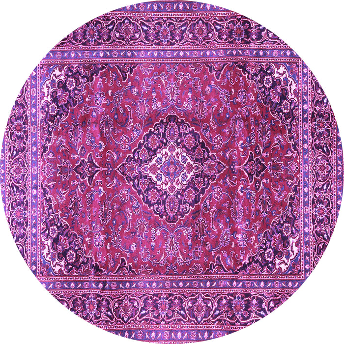 Round Medallion Purple Traditional Rug, tr2894pur