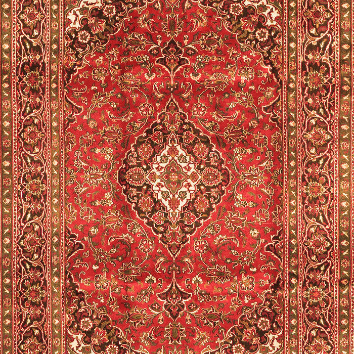 Serging Thickness of Machine Washable Medallion Orange Traditional Area Rugs, wshtr2894org