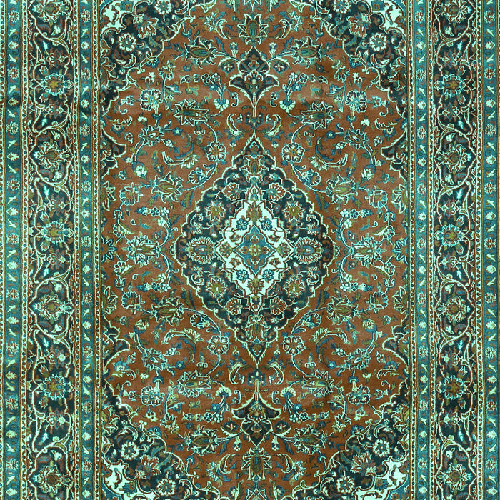 Machine Washable Medallion Turquoise Traditional Area Rugs, wshtr2894turq