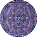 Round Machine Washable Persian Blue Traditional Rug, wshtr2895blu