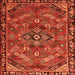 Round Machine Washable Persian Orange Traditional Area Rugs, wshtr2895org