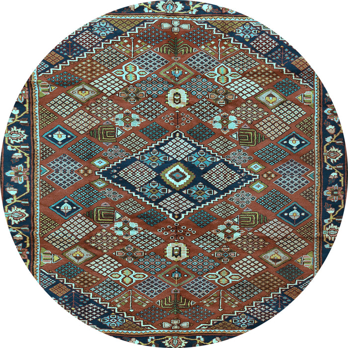 Round Machine Washable Persian Light Blue Traditional Rug, wshtr2895lblu
