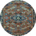 Round Machine Washable Persian Light Blue Traditional Rug, wshtr2895lblu