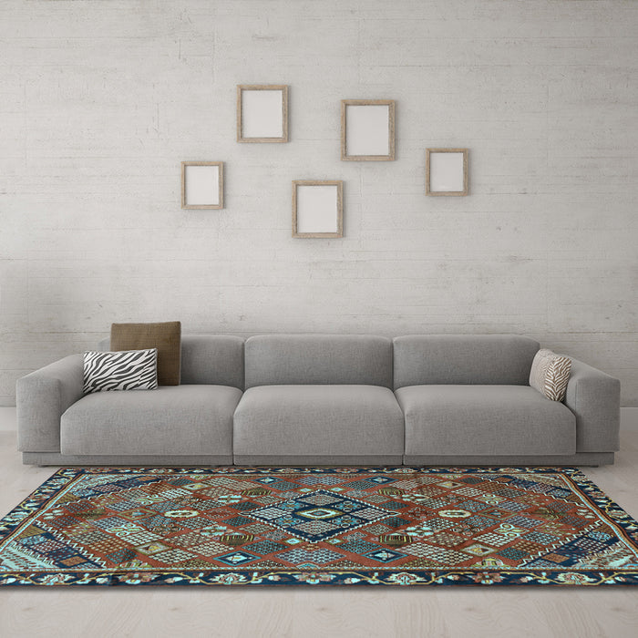 Machine Washable Persian Light Blue Traditional Rug in a Living Room, wshtr2895lblu