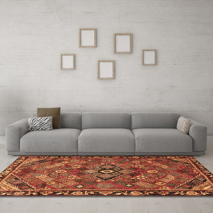 Machine Washable Persian Brown Traditional Rug in a Living Room,, wshtr2895brn