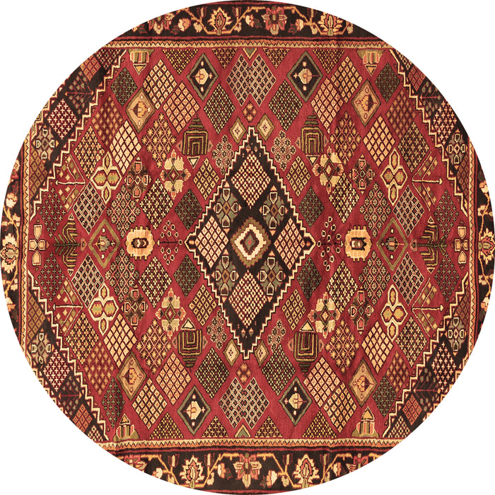 Round Machine Washable Persian Brown Traditional Rug, wshtr2895brn